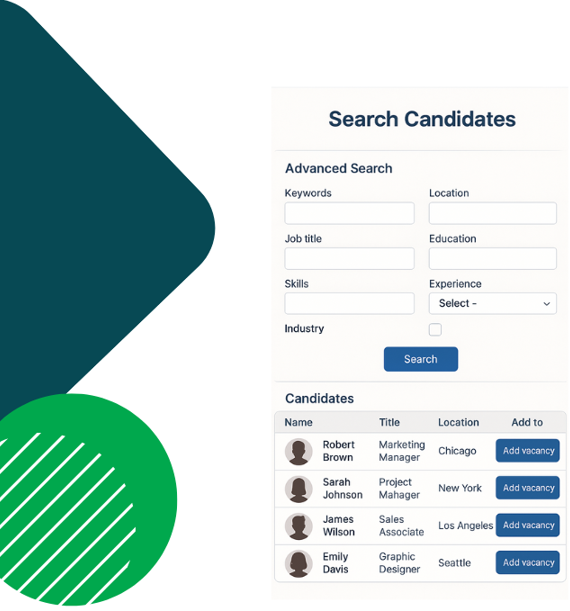 IntellixHR candidate search interface