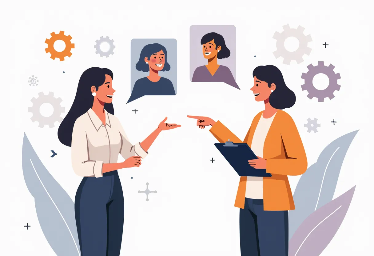 Illustration representing interview scheduling and candidate follow-up